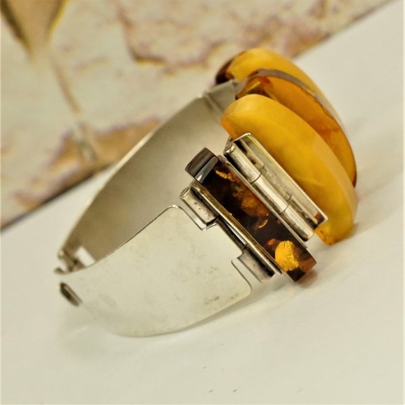 RARE BALTIC AMBER STERLING BRACELET By GLIWINSKI - Picture 5 of 16